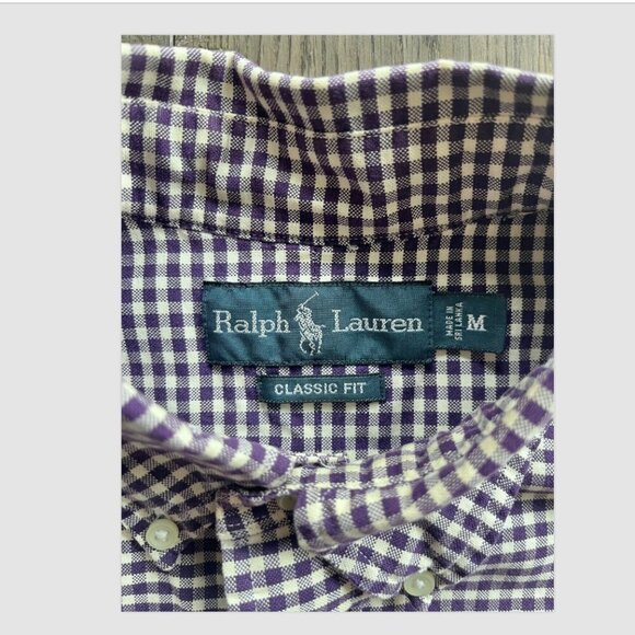 Ralph Lauren Men's Purple/White Gingham Shirt, Classic Fit, Size Medium - Picture 2 of 8